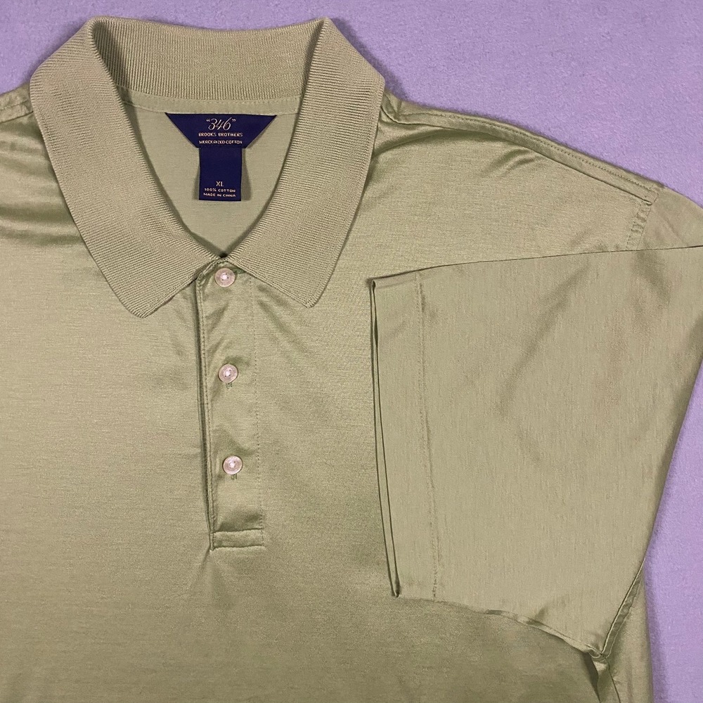 Brooks Brothers 346 Polo Shirt Mens XL Green Mercerized Cotton Short Sleeve